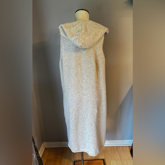 London Kaye Longline Minimalist Hooded Sweater Vest Size S Front Pockets - Picture 2 of 5